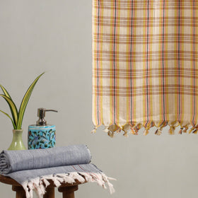 Beige - handloom fine cotton checks bath towel 41