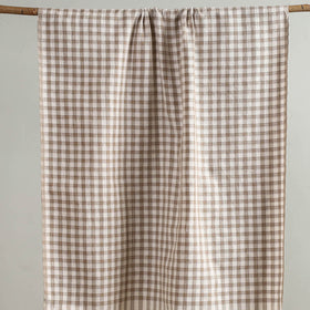 Beige Handloom Fine Cotton Checks Bath Towel