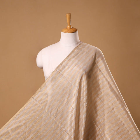 Handloom full tissue silver zari stripes chanderi silk