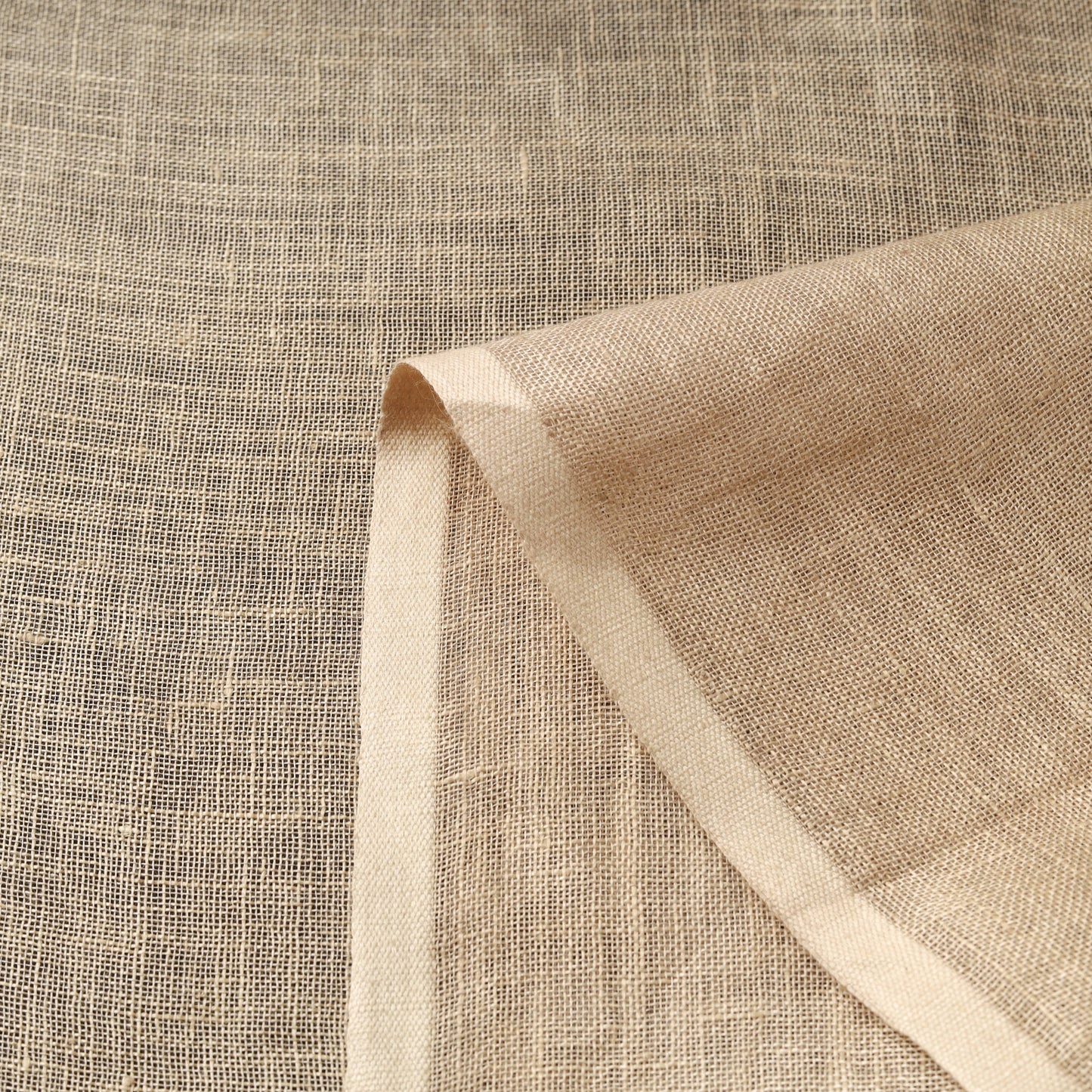 Beige - handloom linen bhagalpuri fabric 03 - handcrafted