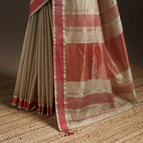 Beige - handloom maheshwari saree with thread border 11