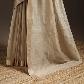 Beige - handloom maheshwari saree with zari border 01