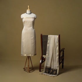 Handloom maheshwari silk tissue zari 3pc unstitched dress