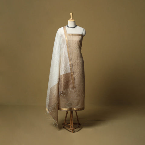 Handloom maheshwari silk zari work 2pc unstitched dress