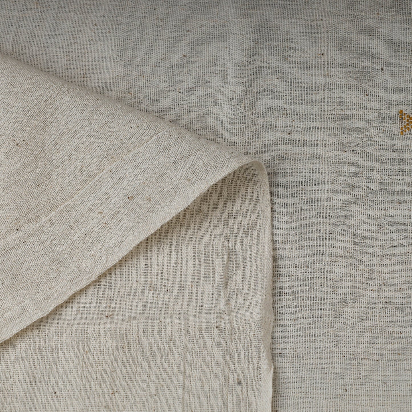 Beige - handloom organic buti kala cotton fabric 03