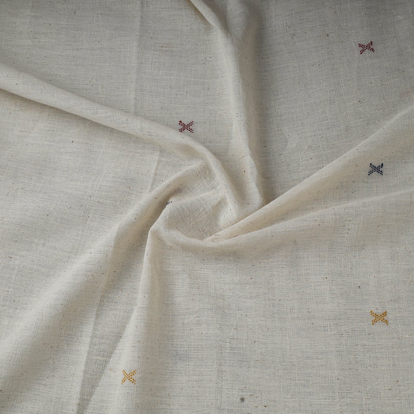 Beige - handloom organic buti kala cotton fabric 03