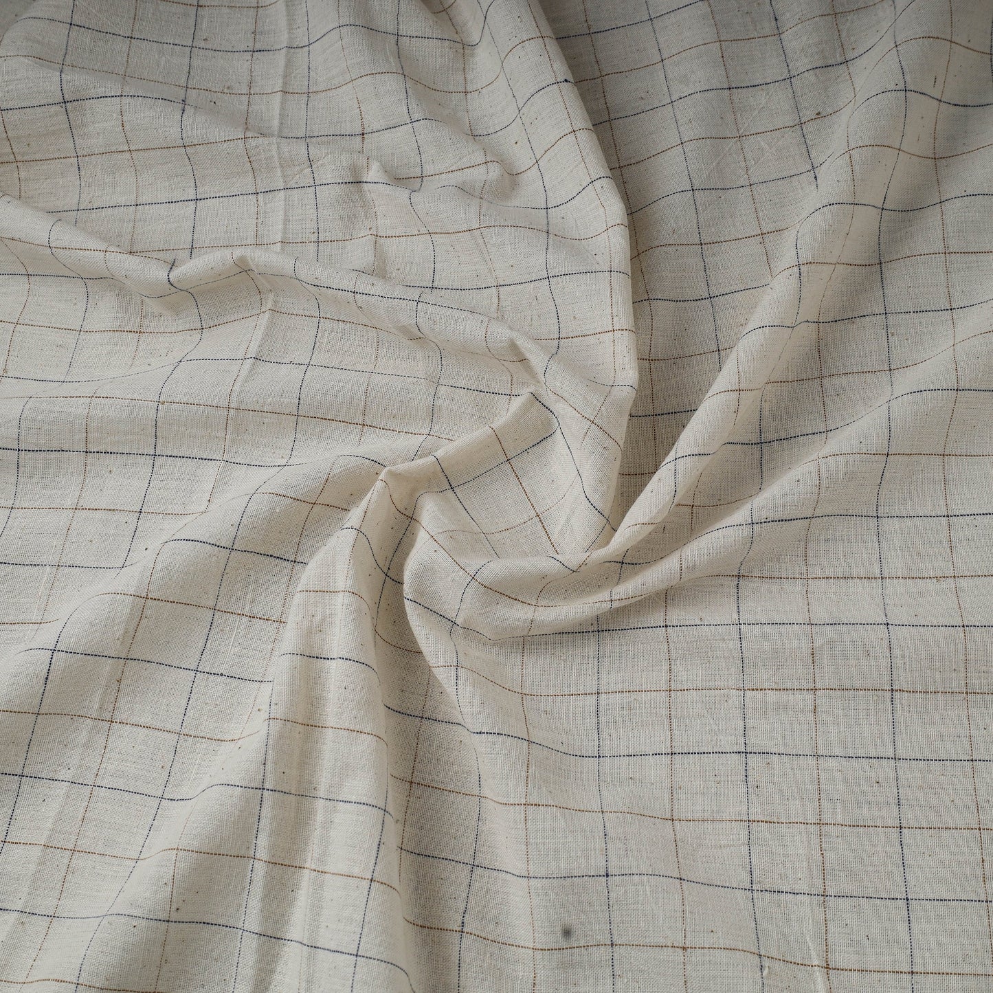 Beige - handloom organic checks kala cotton fabric 04