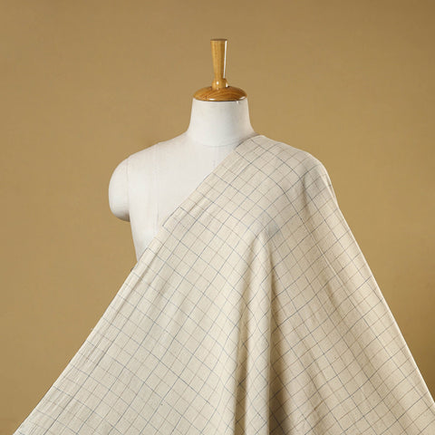Beige - handloom organic checks kala cotton fabric 04