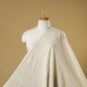 Beige - handloom organic checks kala cotton fabric 04