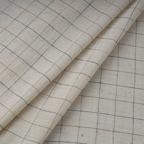 Beige - handloom organic checks kala cotton fabric 04
