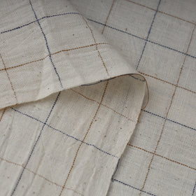 Beige - handloom organic checks kala cotton fabric 04