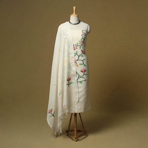 Handloom phulia jamdani mercerised cotton 2pc unstitched