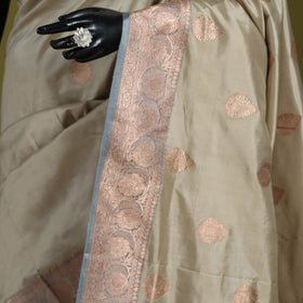 Beige - handloom pure katan silk kaduwa zari buti banarasi
