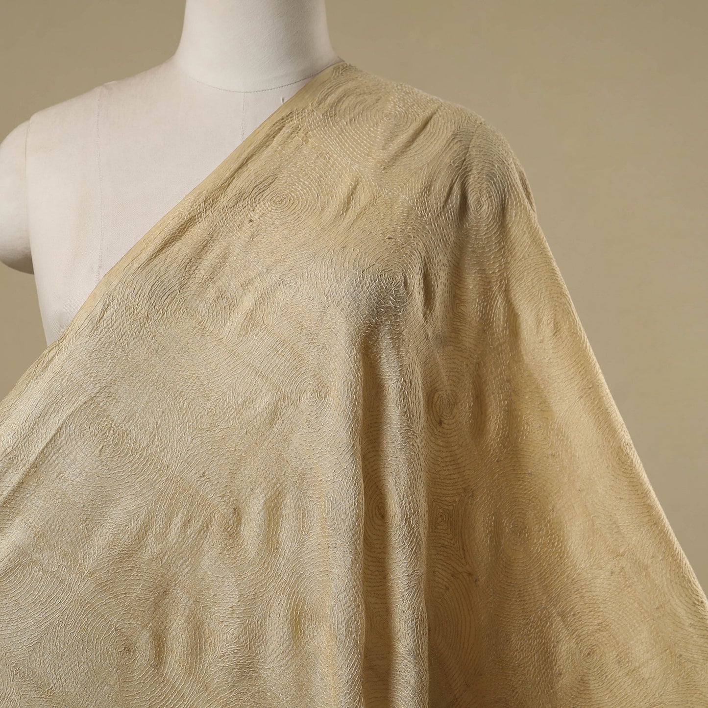 Handloom pure tussar silk kantha work fabric 12