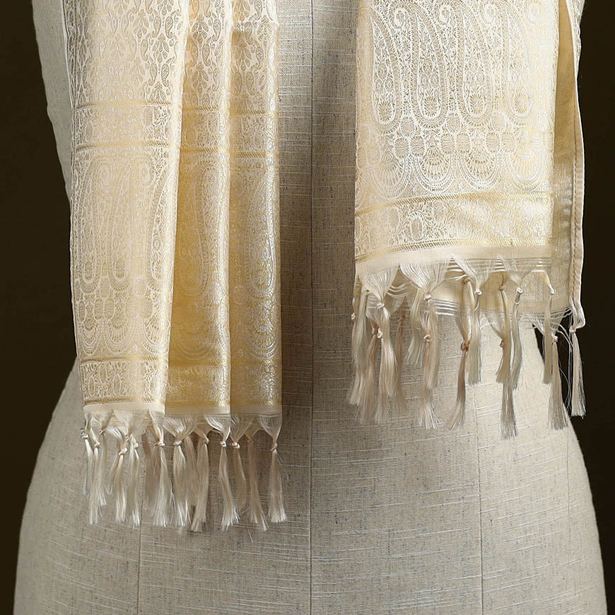 Handloom semi silk jacquard weave banarasi stole