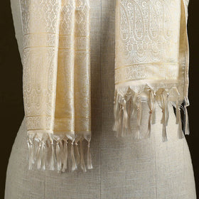 Handloom semi silk jacquard weave banarasi stole
