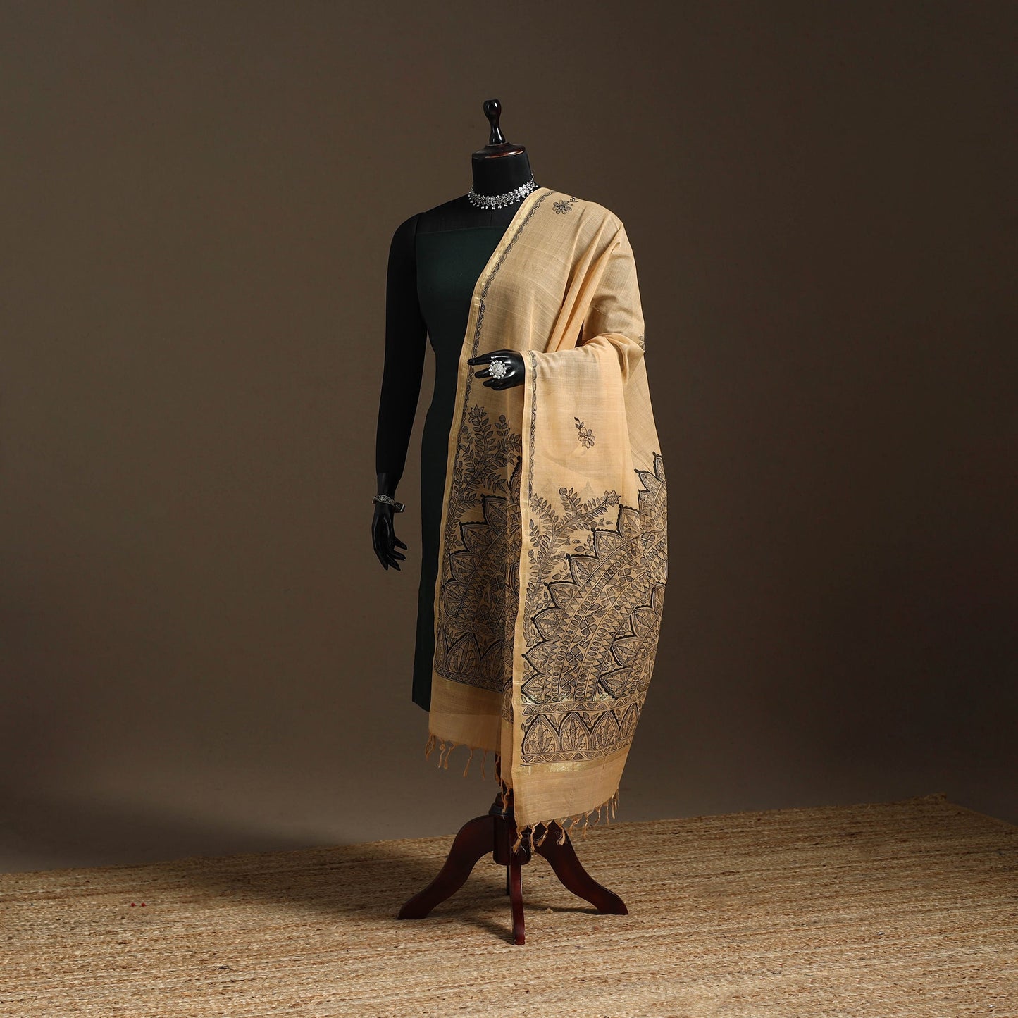 Handloom silk cotton handpainted madhubani dupatta 05