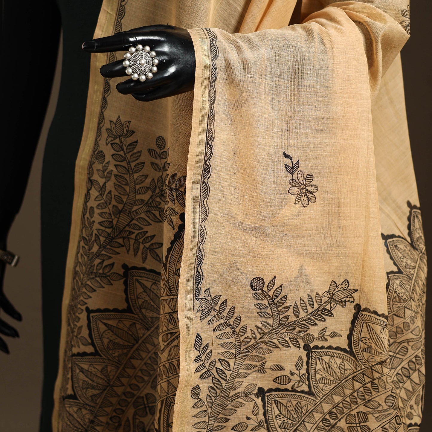 Handloom silk cotton handpainted madhubani dupatta 05