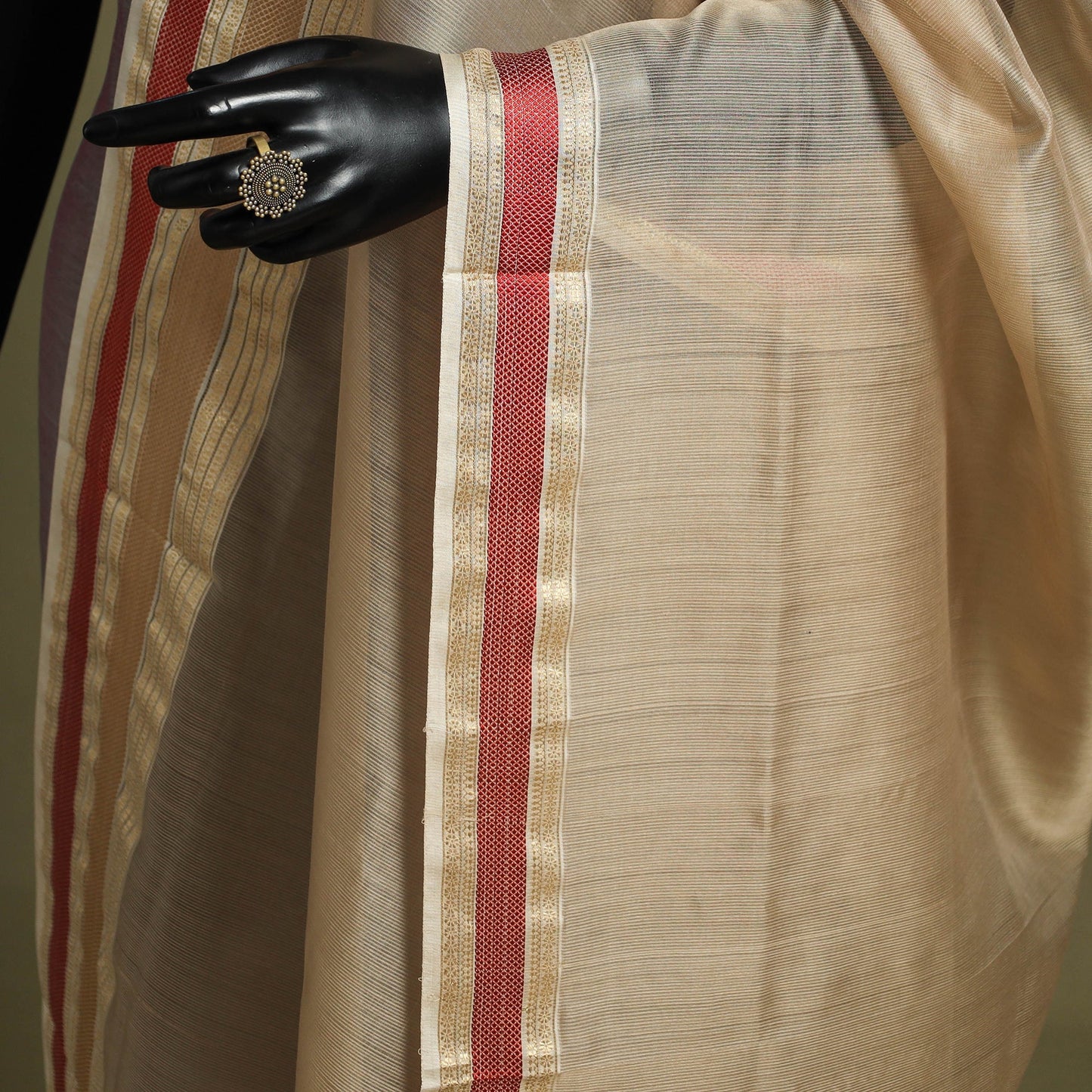 Beige - handloom silk cotton maheshwari dupatta 59