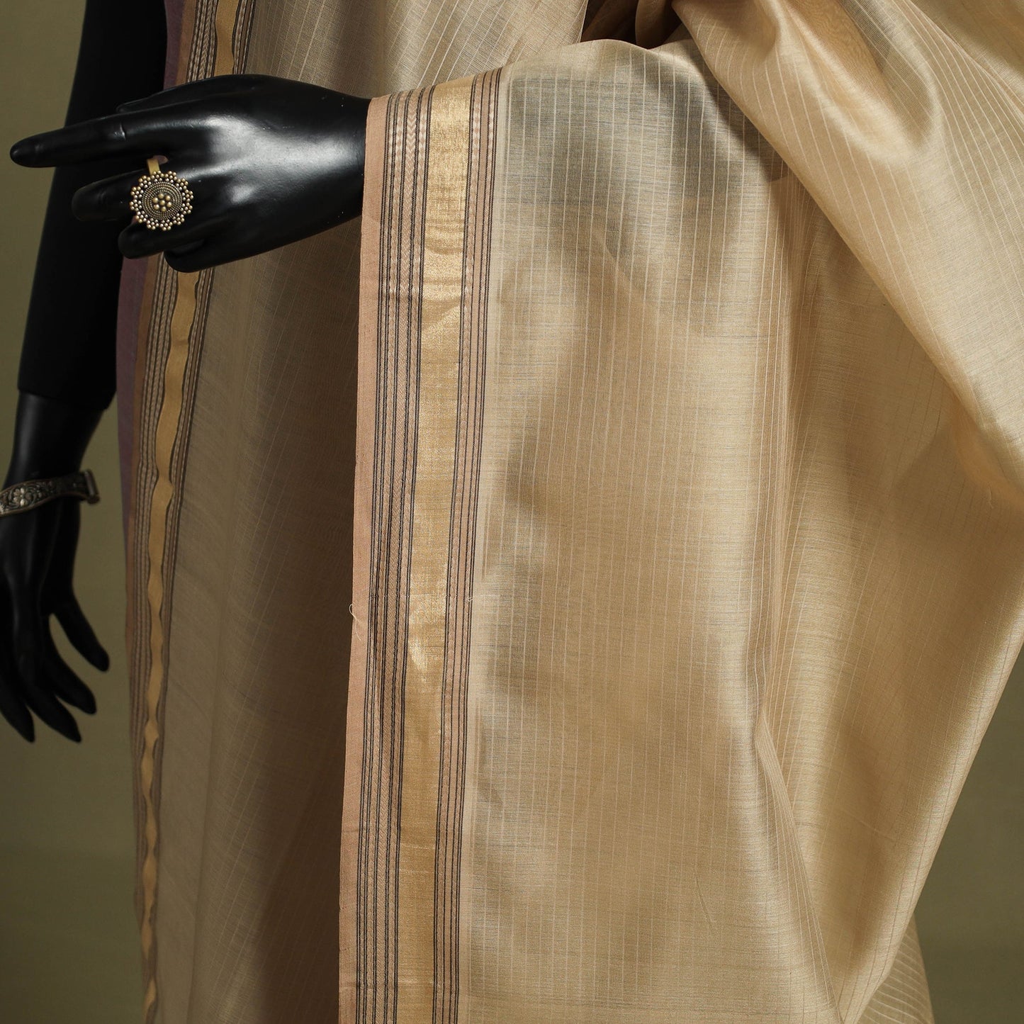 Beige - handloom silk cotton maheshwari dupatta 63