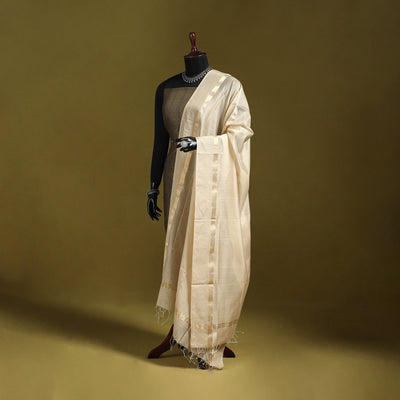 Handloom silk cotton maheshwari dupatta with zari border 13
