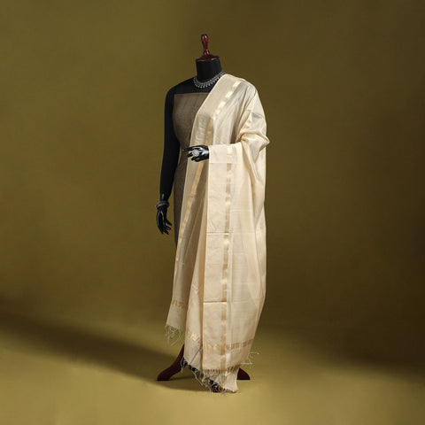 Handloom silk cotton maheshwari dupatta with zari border 13