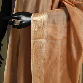 Beige - handloom silk cotton tissue zari maheshwari dupatta