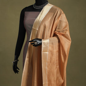 Beige - handloom silk cotton tissue zari maheshwari dupatta