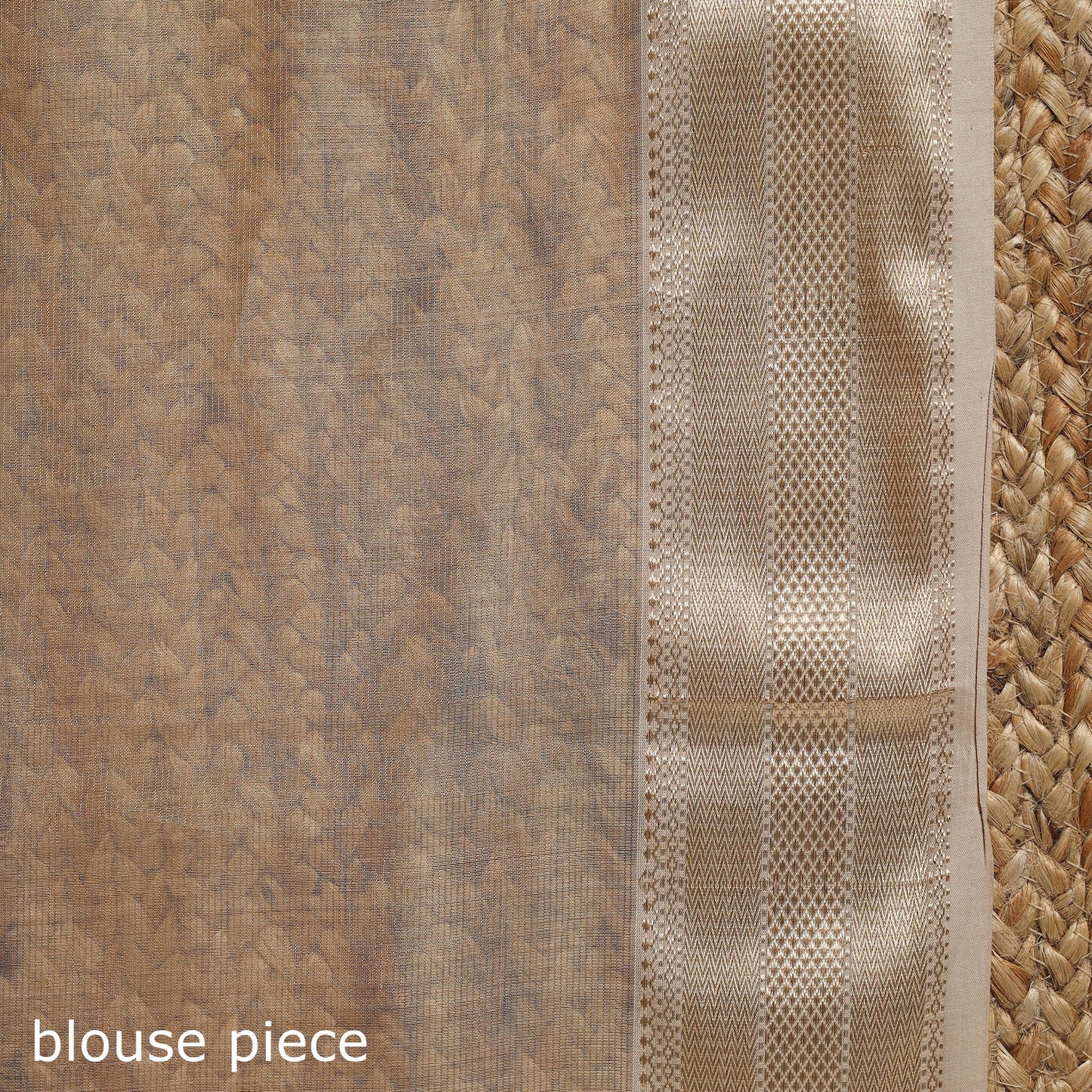 Beige - handloom tissue zari maheshwari saree with border