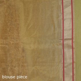 Beige - handloom tissue zari weave silk cotton buti