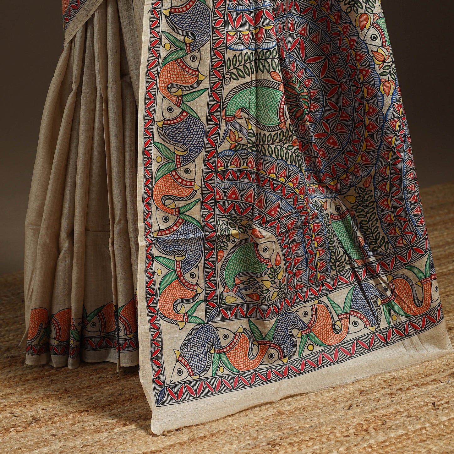 Handloom tussar silk handpainted madhubani saree 05
