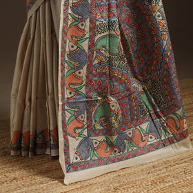 Handloom tussar silk handpainted madhubani saree 05