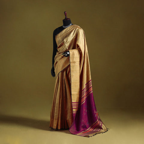Handloom tussar silk zari border bhagalpuri saree 06