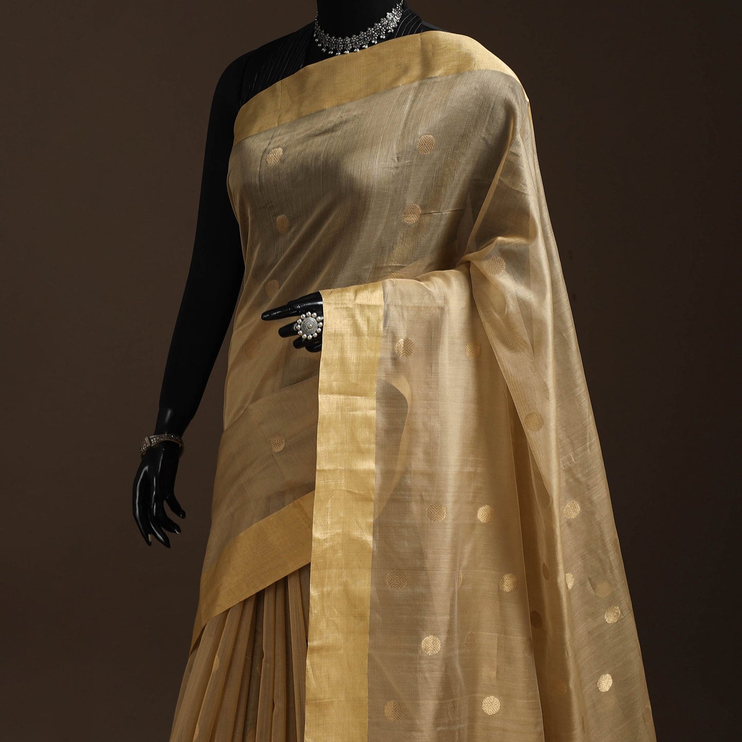 Handloom zari work chanderi silk saree 08 - handcrafted