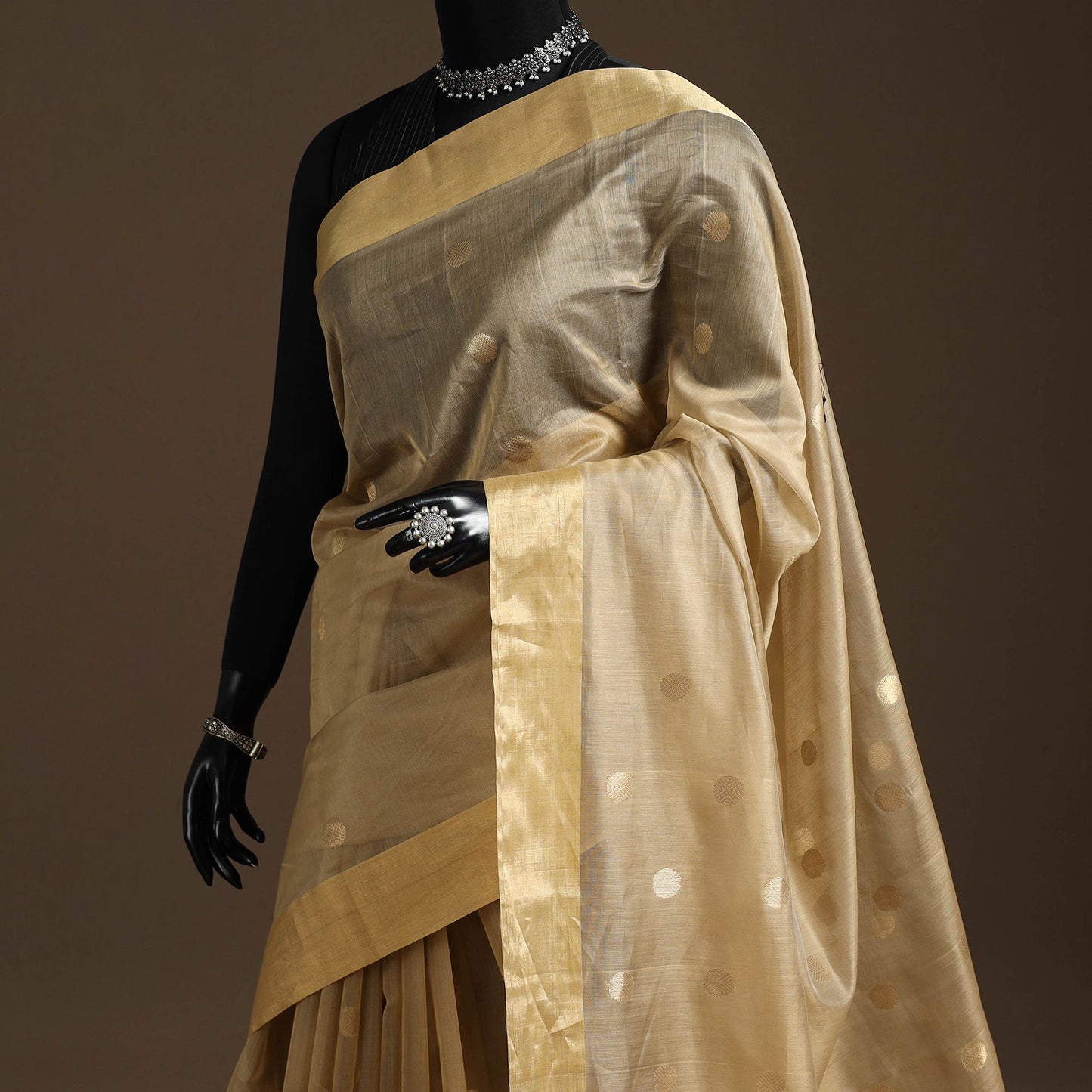 Handloom zari work chanderi silk saree 10 - handcrafted