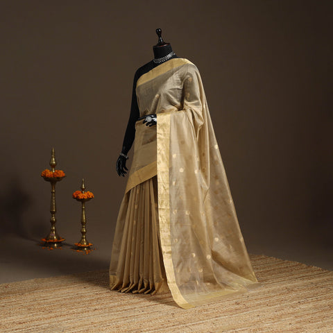 Handloom zari work chanderi silk saree 10 - handcrafted