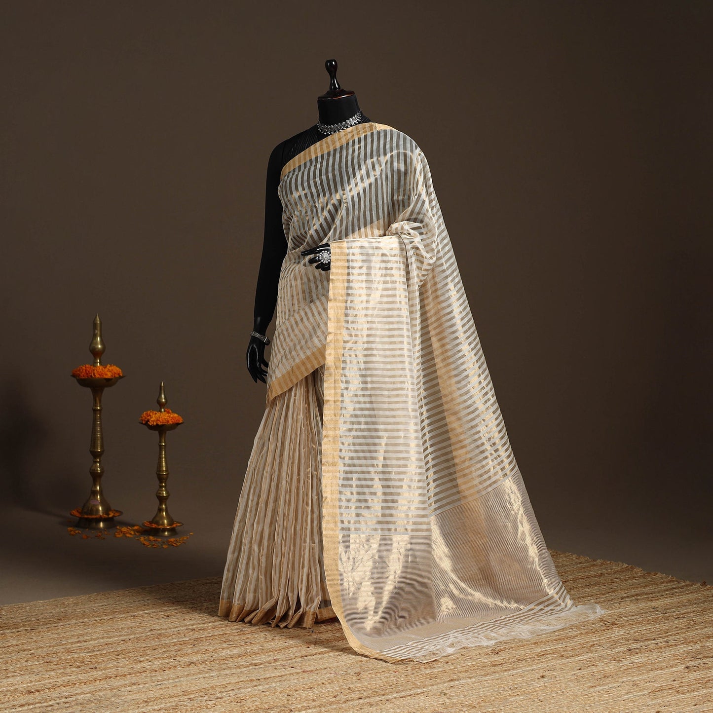 Handloom zari work chanderi silk saree 24 - handcrafted