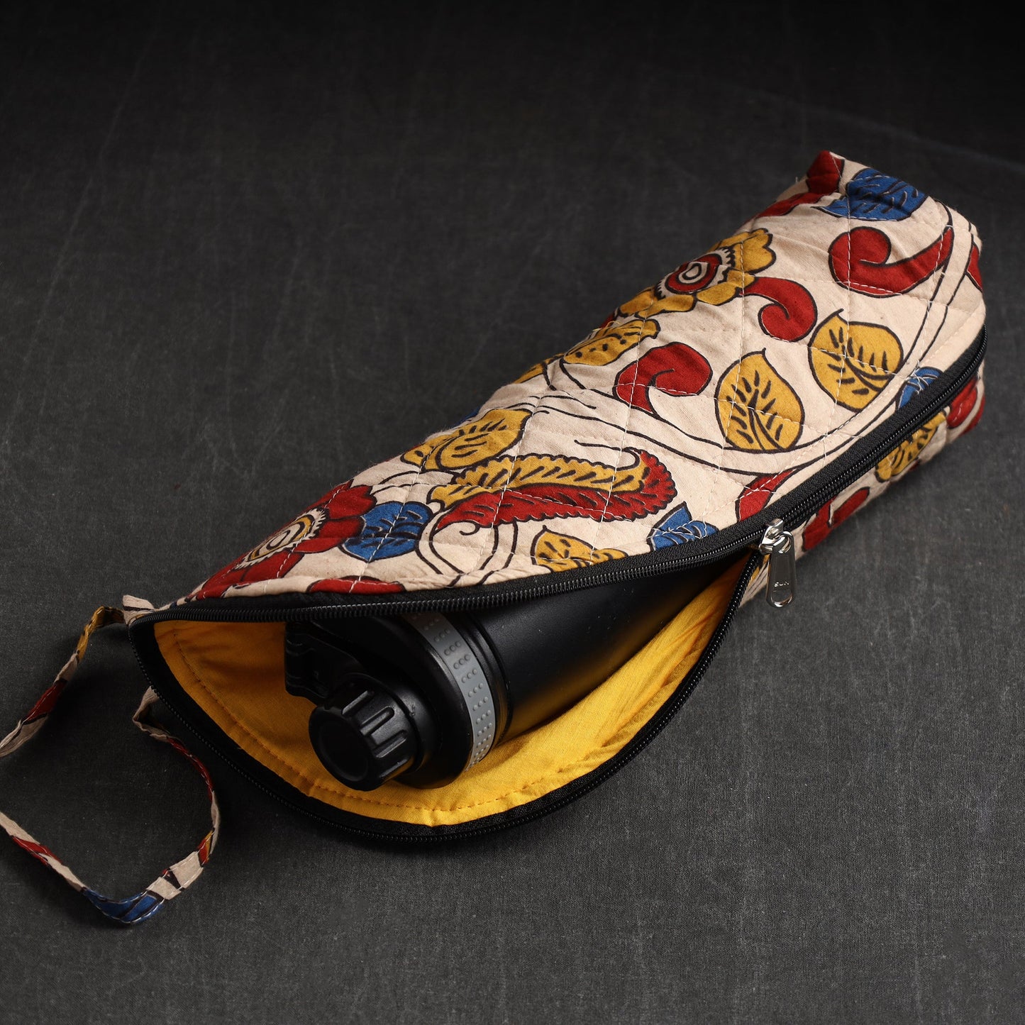 Beige Handmade Cotton 1L Water Bottle Cover 