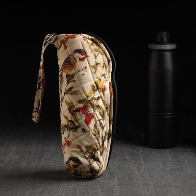 Beige Handmade Cotton 1L Water Bottle Cover 