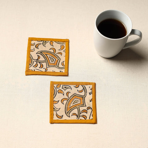 Beige Handmade Cotton Coasters (Set of 2)