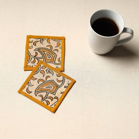 Beige Handmade Cotton Coasters (Set of 2)