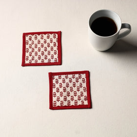 Beige Handmade Cotton Coasters (Set of 2)