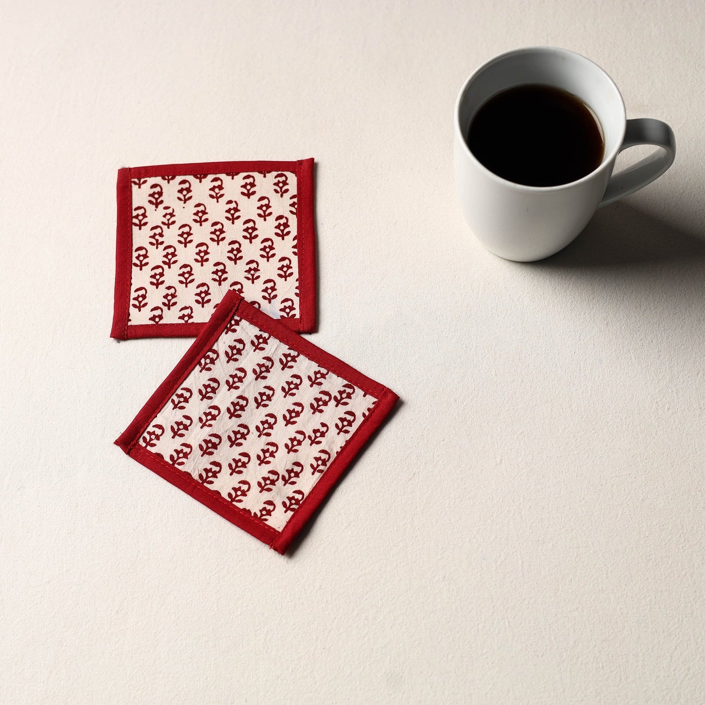 Beige Handmade Cotton Coasters (Set of 2)