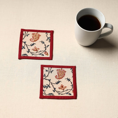 Beige Handmade Cotton Coasters (Set of 2)