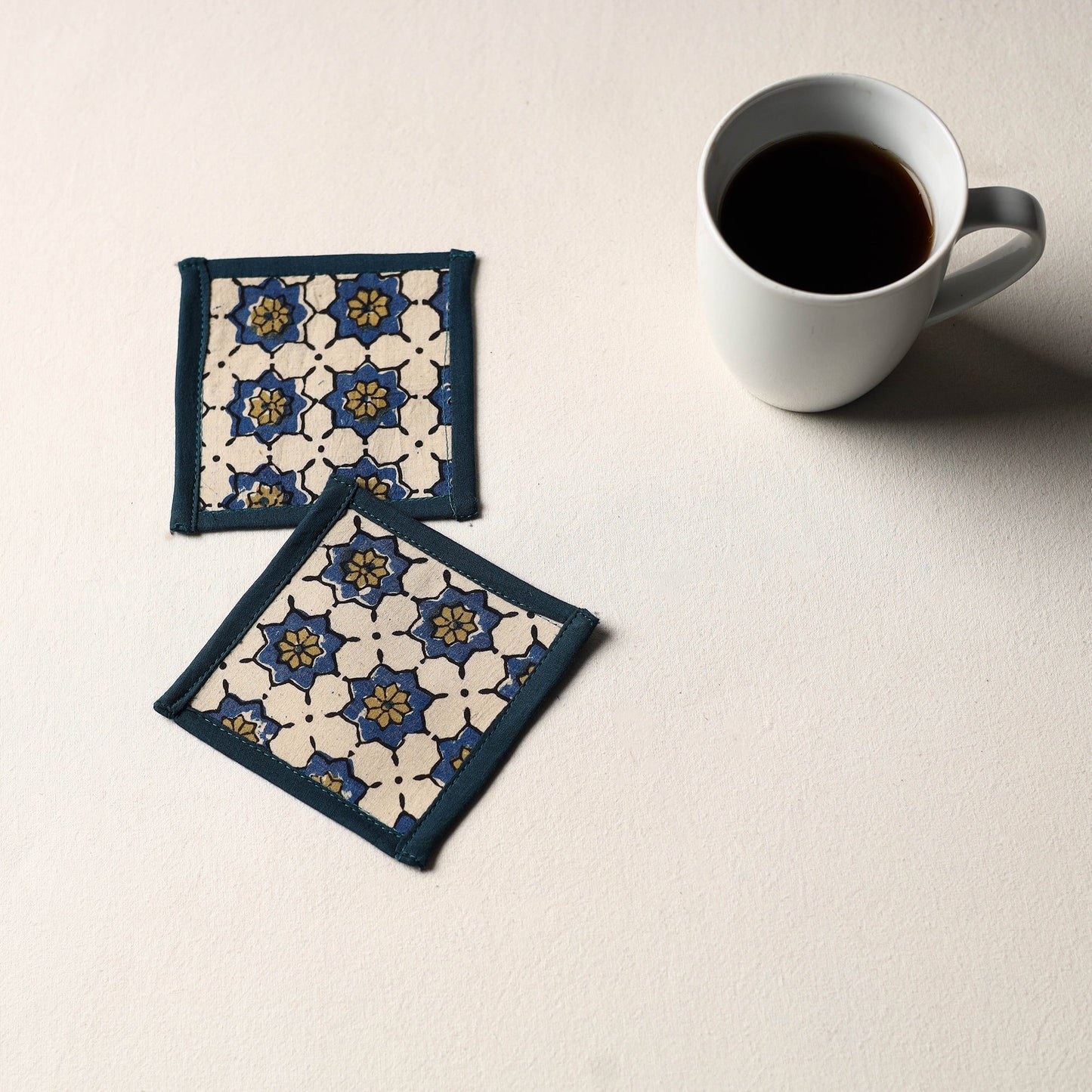 Beige Handmade Cotton Coasters (Set of 2)