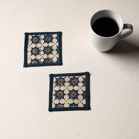Beige Handmade Cotton Coasters (Set of 2)