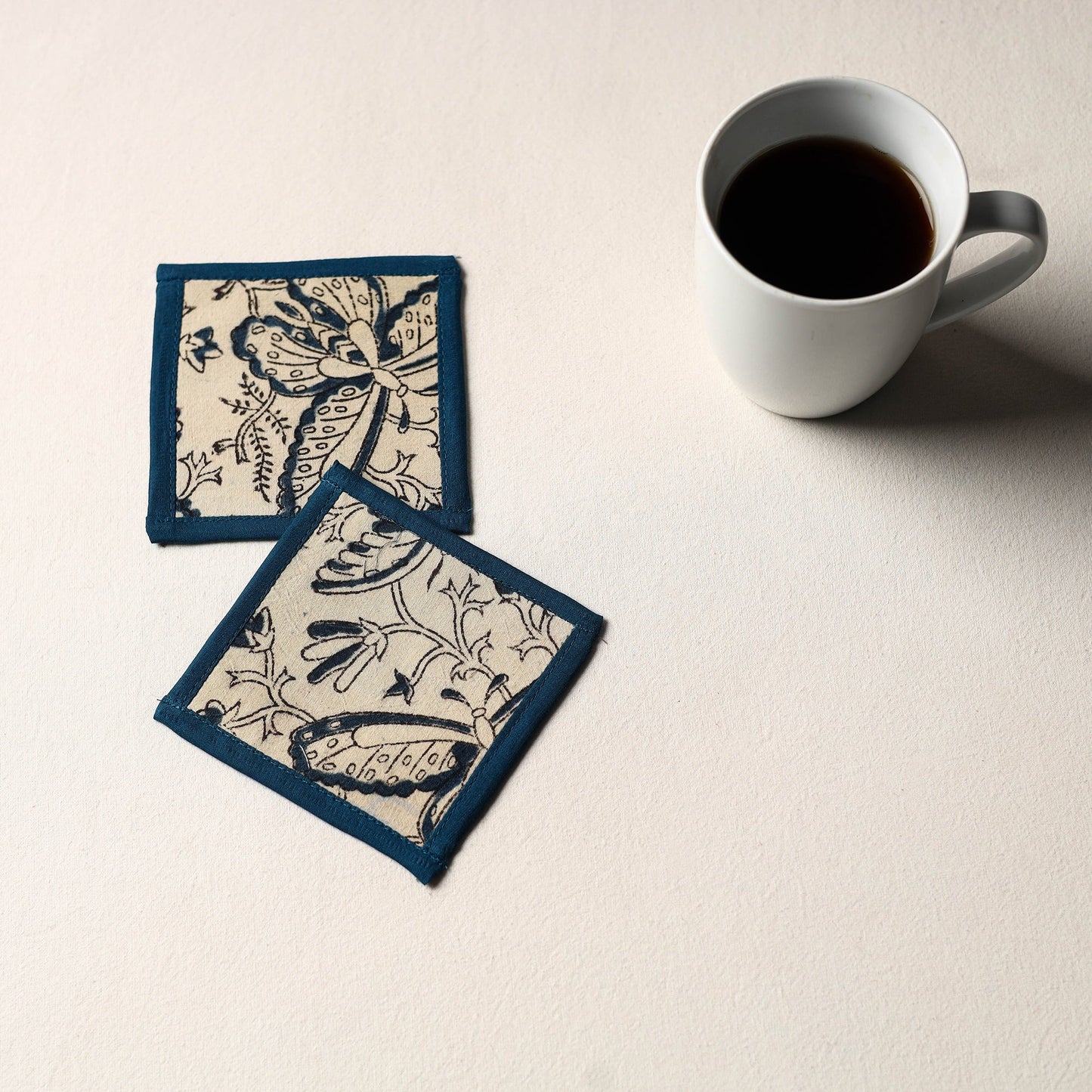 Beige Handmade Cotton Coasters (Set of 2)