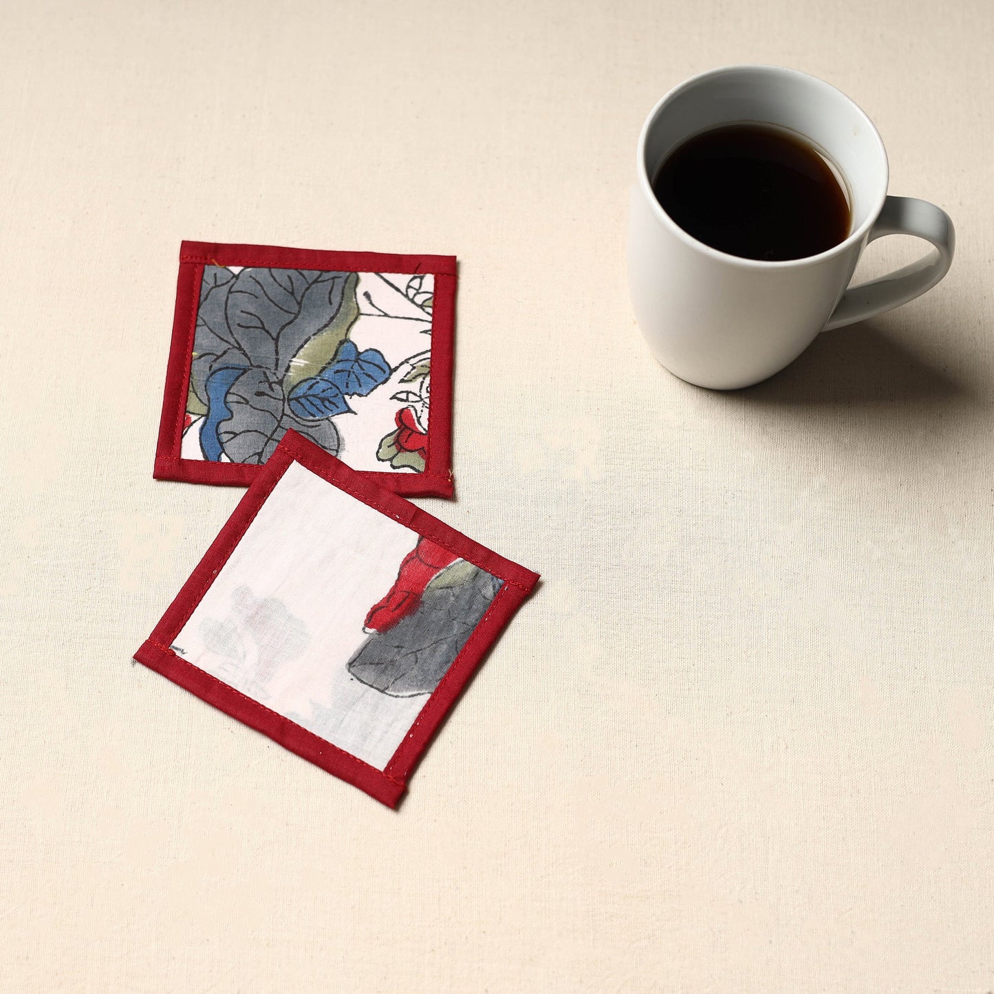 Beige Handmade Cotton Coasters (Set of 2)