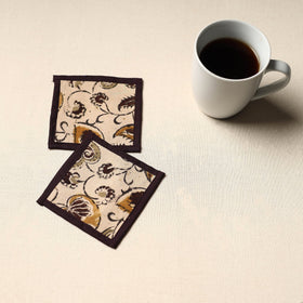 Beige Handmade Cotton Coasters (Set of 2)