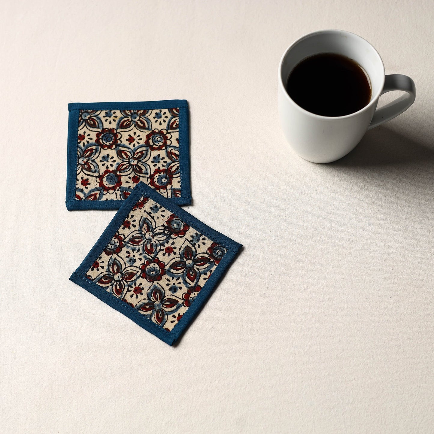 Beige Handmade Cotton Coasters (Set of 2)